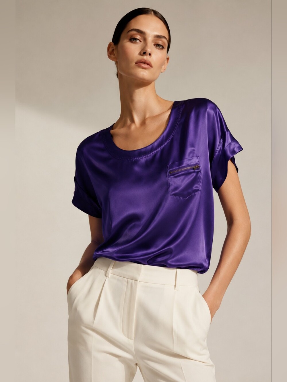 ❤️ DIANE VON FURSTENBERG RAY SILK SATIN TOP, 2